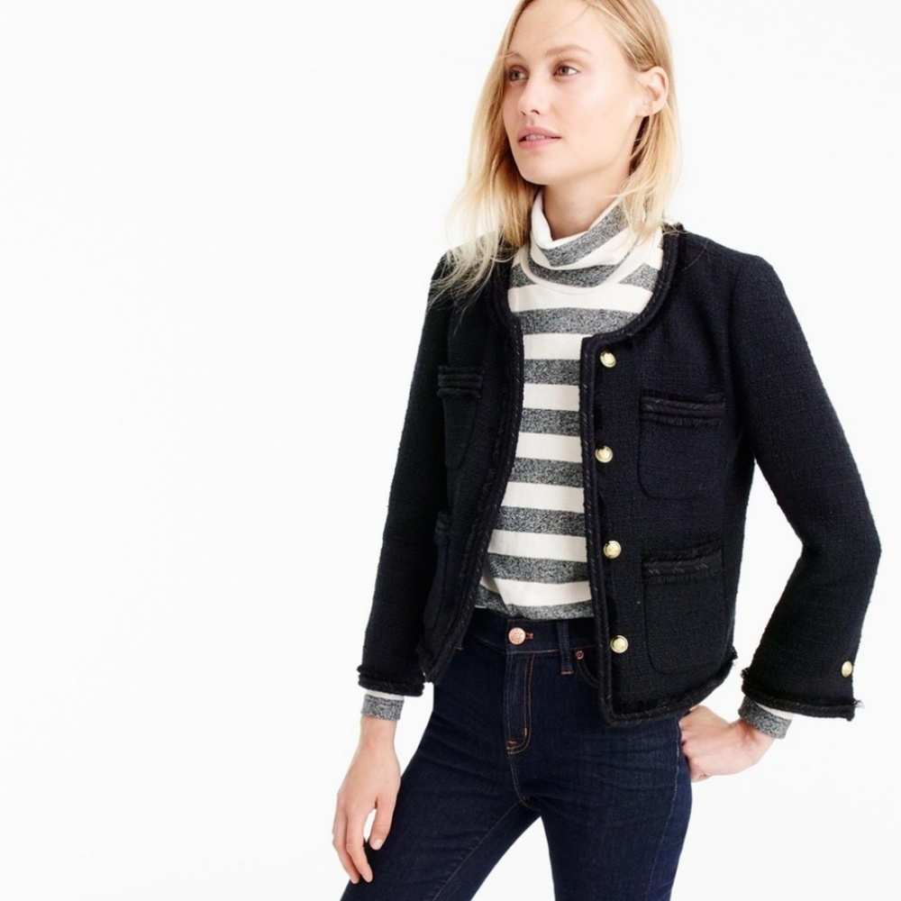 J.Crew Cropped Lady Jacket with Gold Buttons